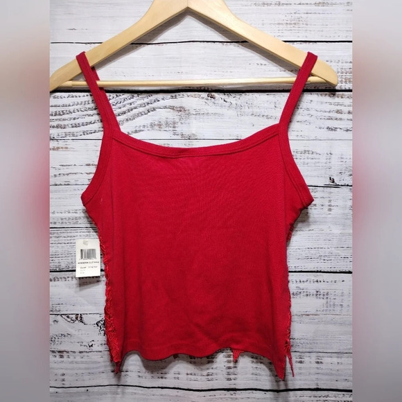 Awesome Lace Crop Tank Red size XL Vintage Deadstock Y2K 90s NWT - Picture 5 of 7